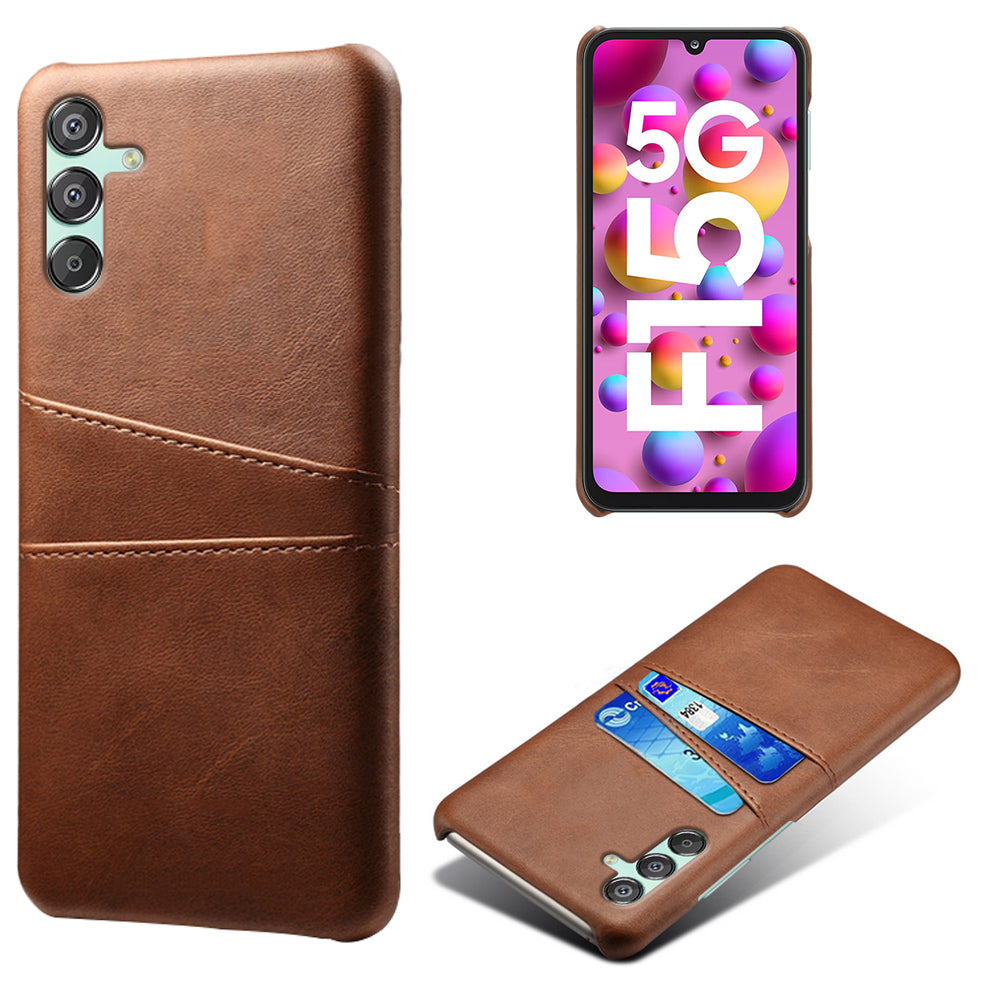 For Samsung Galaxy F15 5G / M15 5G Case PU Leather Hard PC Shockproof Shell with 2 Card Slots