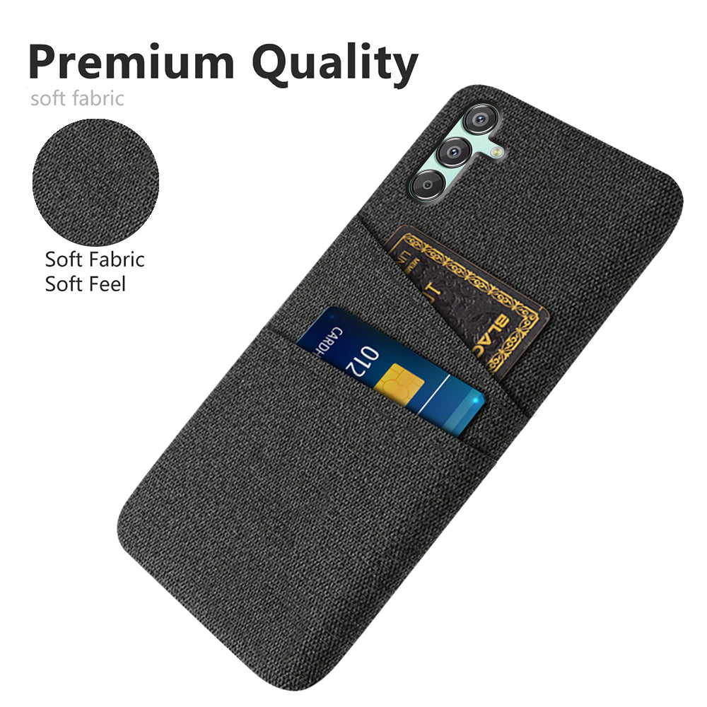 For Samsung Galaxy F15 5G / M15 5G Case Cloth+PC Cell Phone Basic Back Cover with 2 Card Slots