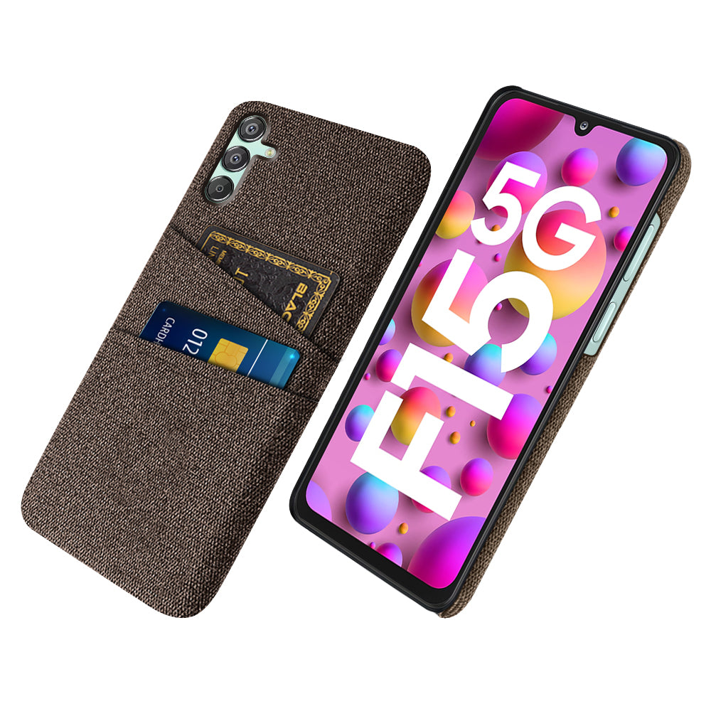 For Samsung Galaxy F15 5G / M15 5G Case Cloth+PC Cell Phone Basic Back Cover with 2 Card Slots