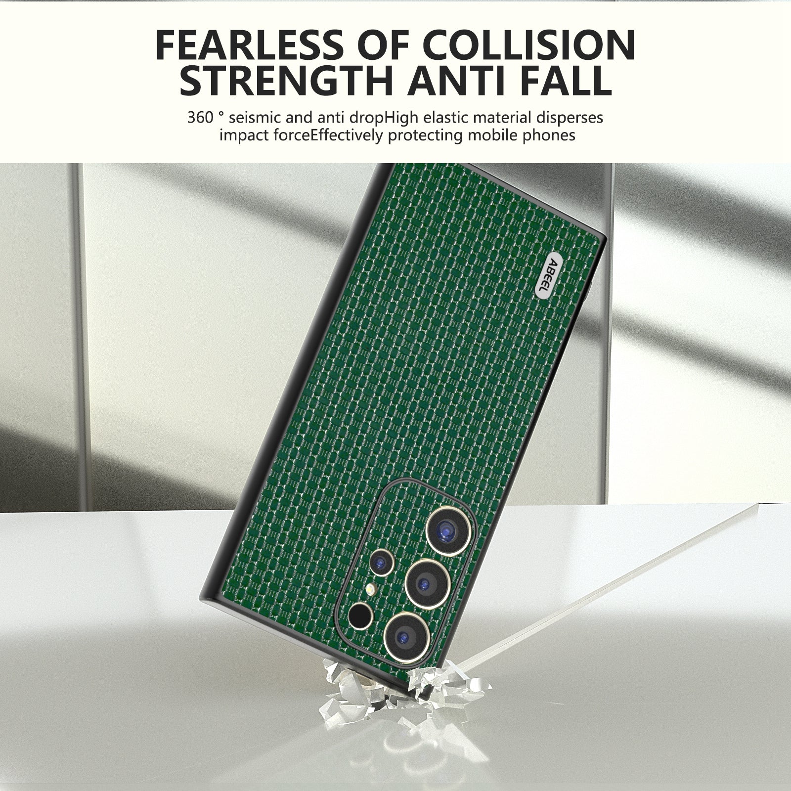 ABEEL For Samsung Galaxy S24 Ultra Case Genuine Cow Leather+PC+TPU Phone Shell Cover