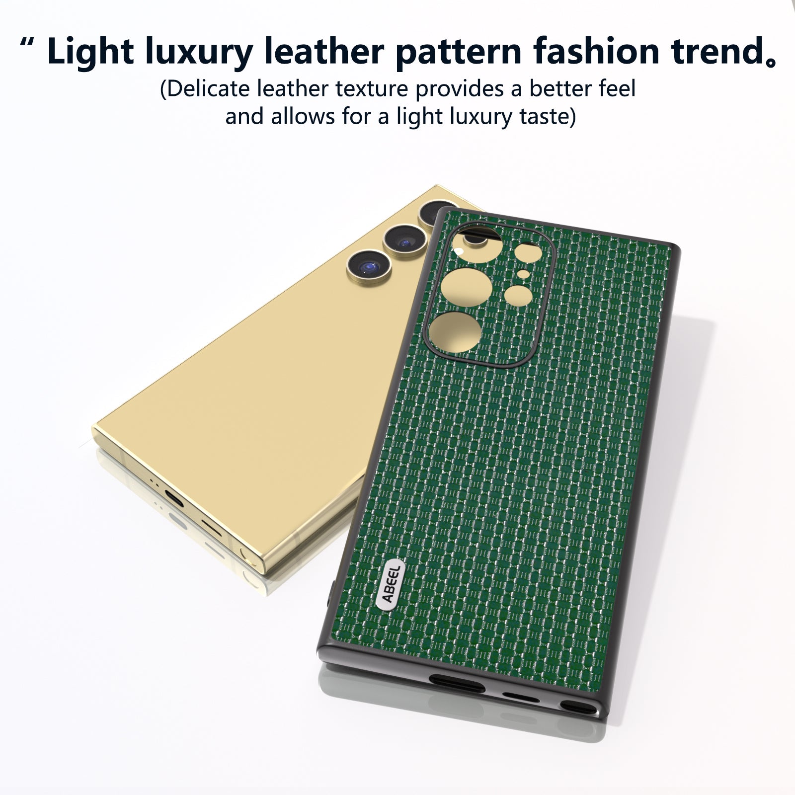 ABEEL For Samsung Galaxy S24 Ultra Case Genuine Cow Leather+PC+TPU Phone Shell Cover
