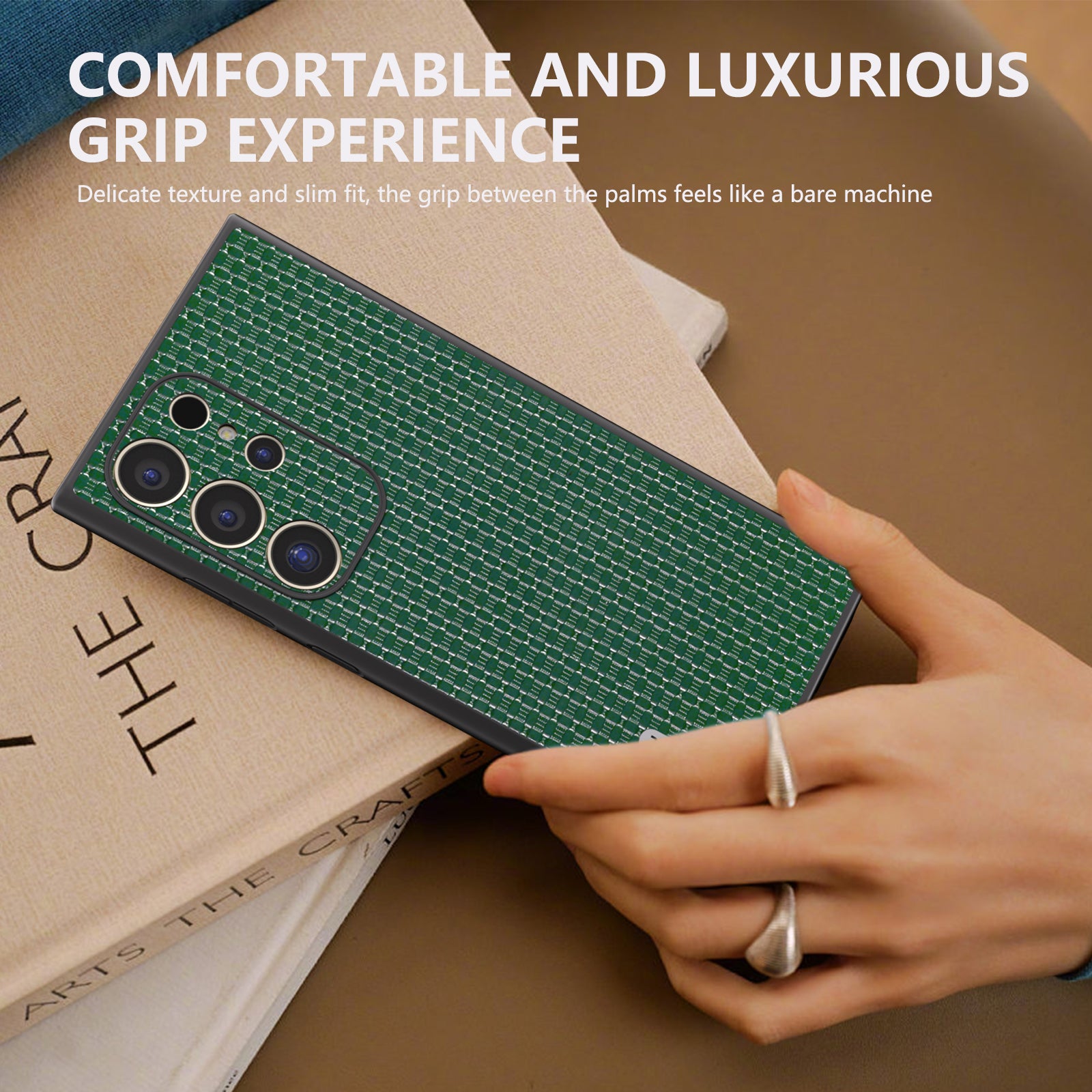 ABEEL For Samsung Galaxy S24 Ultra Case Genuine Cow Leather+PC+TPU Phone Shell Cover