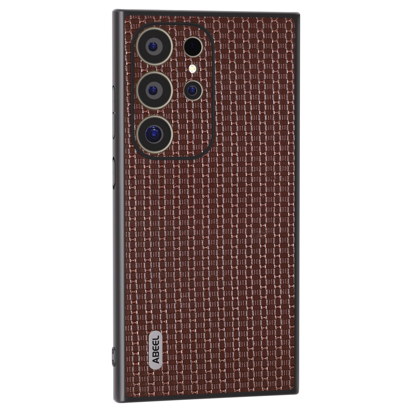ABEEL For Samsung Galaxy S24 Ultra Case Genuine Cow Leather+PC+TPU Phone Shell Cover