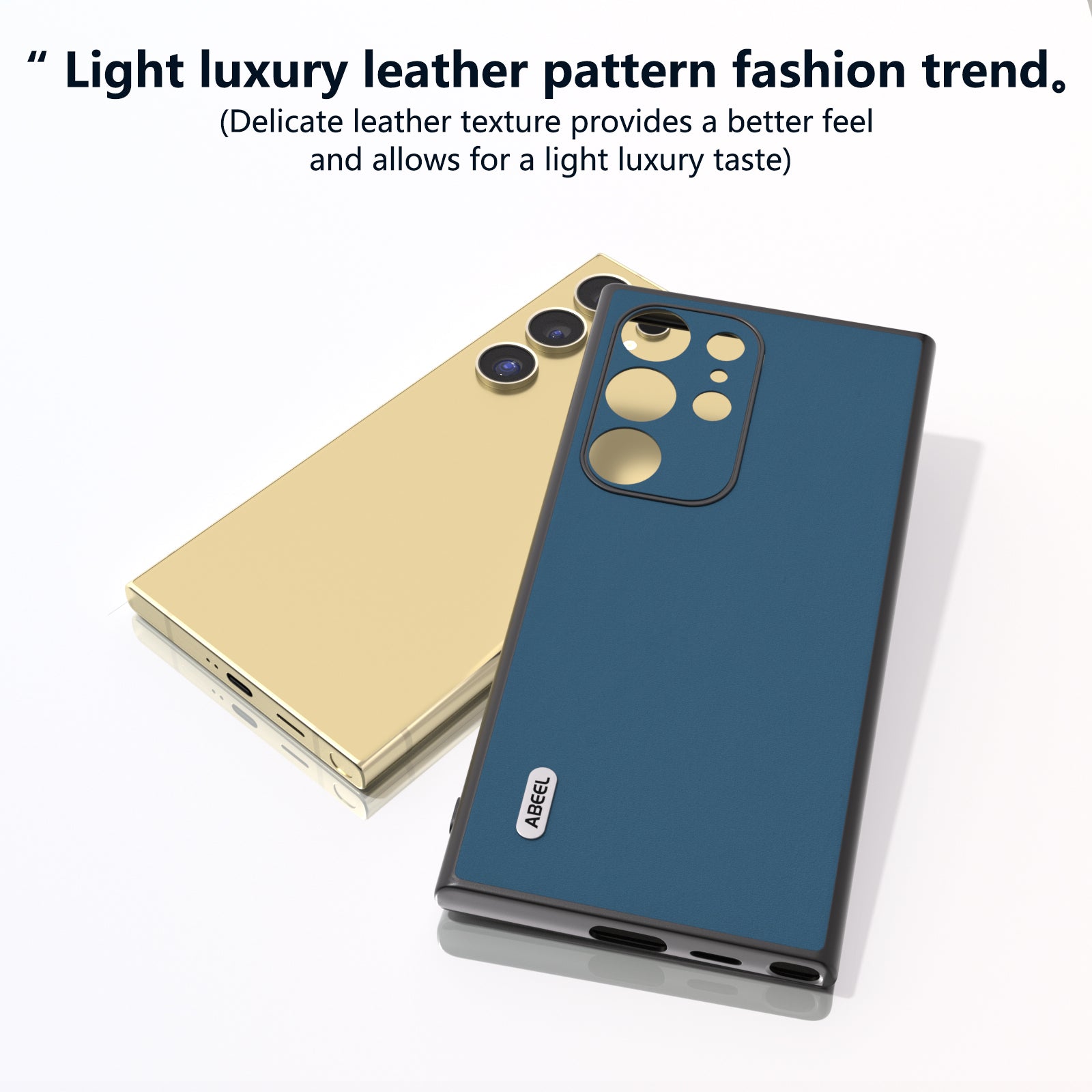 ABEEL For Samsung Galaxy S24 Ultra Case Genuine Cow Leather Silky Skin Touch Phone Cover