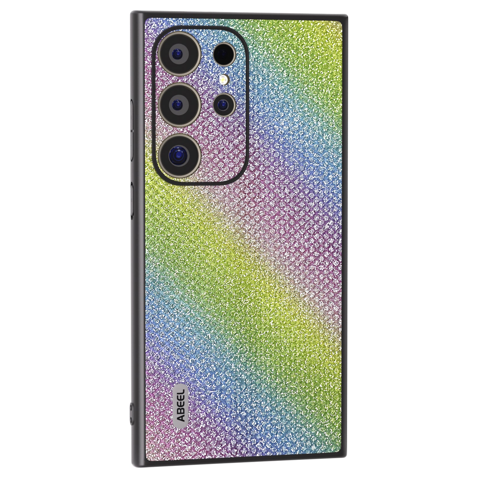 ABEEL For Samsung Galaxy S24 Ultra Case PU Leather+PC Back TPU Frame Phone Cover Rhinestone Texture