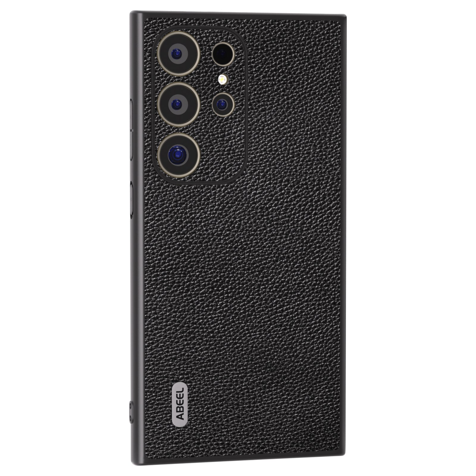 ABEEL For Samsung Galaxy S24 Ultra Case Litchi Texture Genuine Cow Leather+PC+TPU Cover