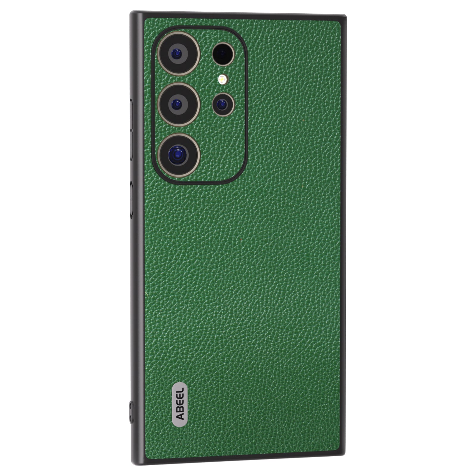 ABEEL For Samsung Galaxy S24 Ultra Case Litchi Texture Genuine Cow Leather+PC+TPU Cover