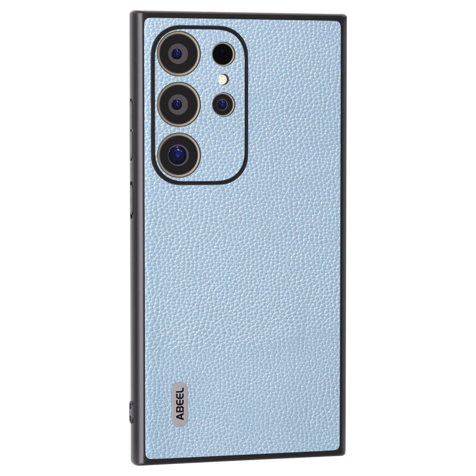 ABEEL For Samsung Galaxy S24 Ultra Case Litchi Texture Genuine Cow Leather+PC+TPU Cover