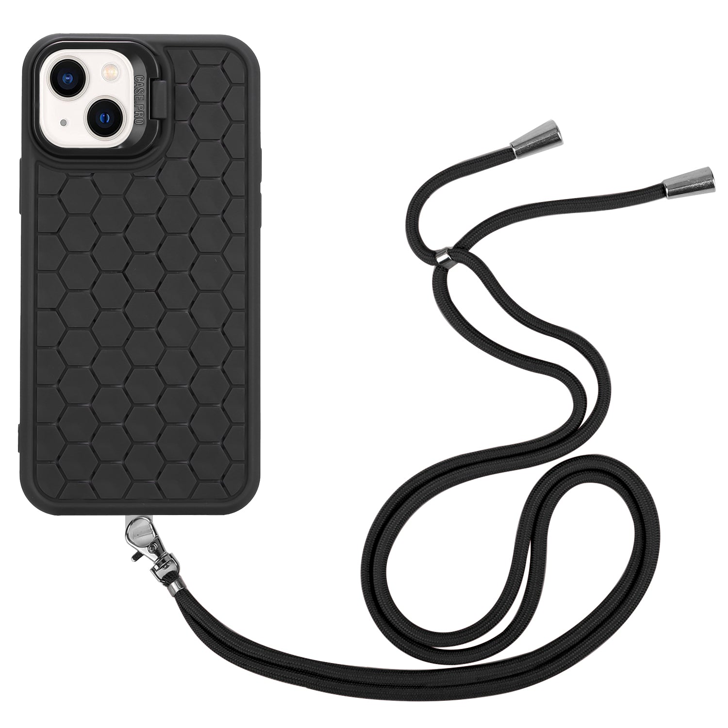 For iPhone 15 Crossbody Lanyard Case Kickstand TPU Phone Cover Heat Dissipation