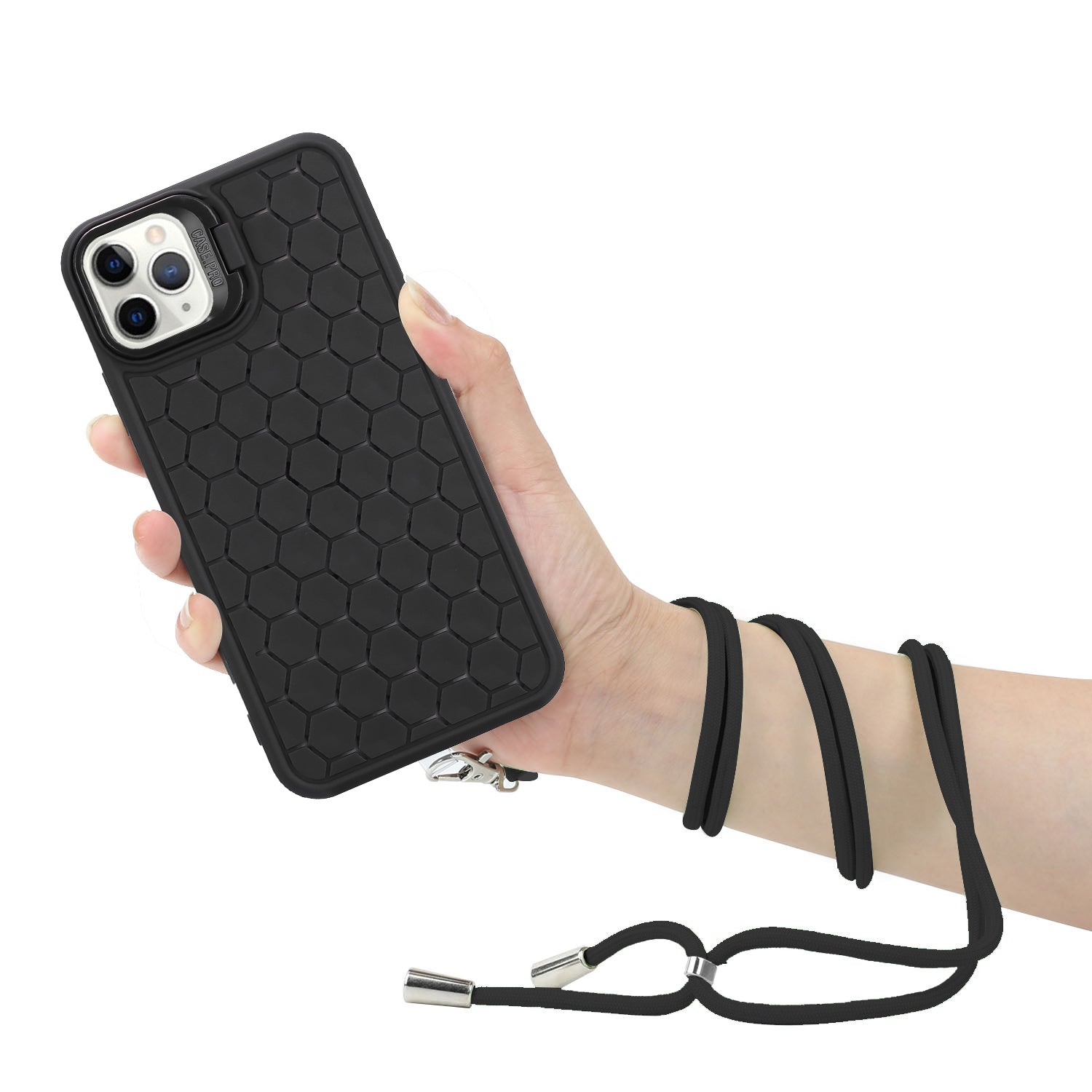 For iPhone 11 Pro Case TPU Lens Frame Protection Phone Cover with Hanging Strap