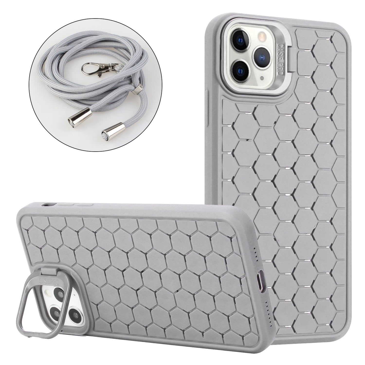 For iPhone 11 Pro Case TPU Lens Frame Protection Phone Cover with Hanging Strap