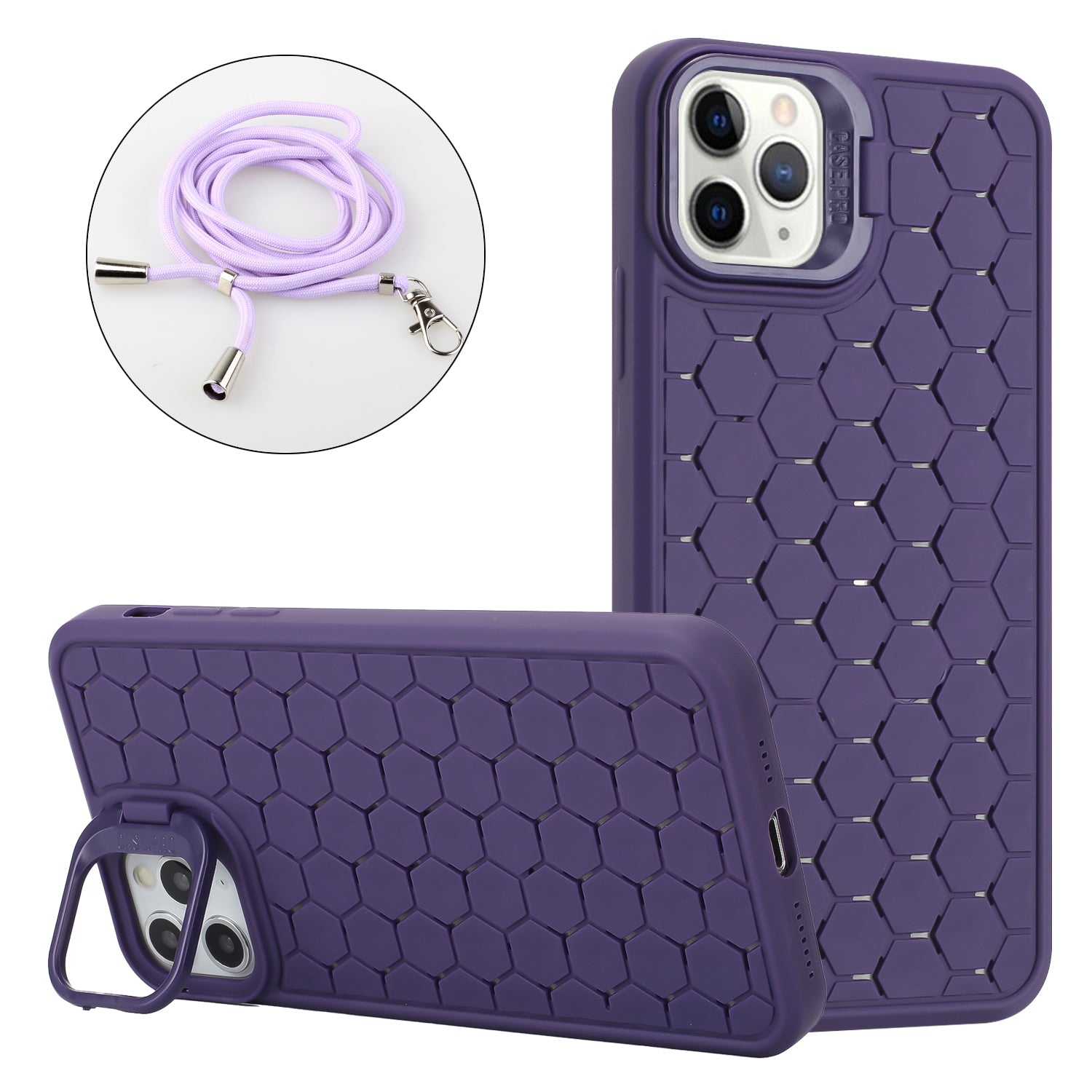 For iPhone 11 Pro Case TPU Lens Frame Protection Phone Cover with Hanging Strap