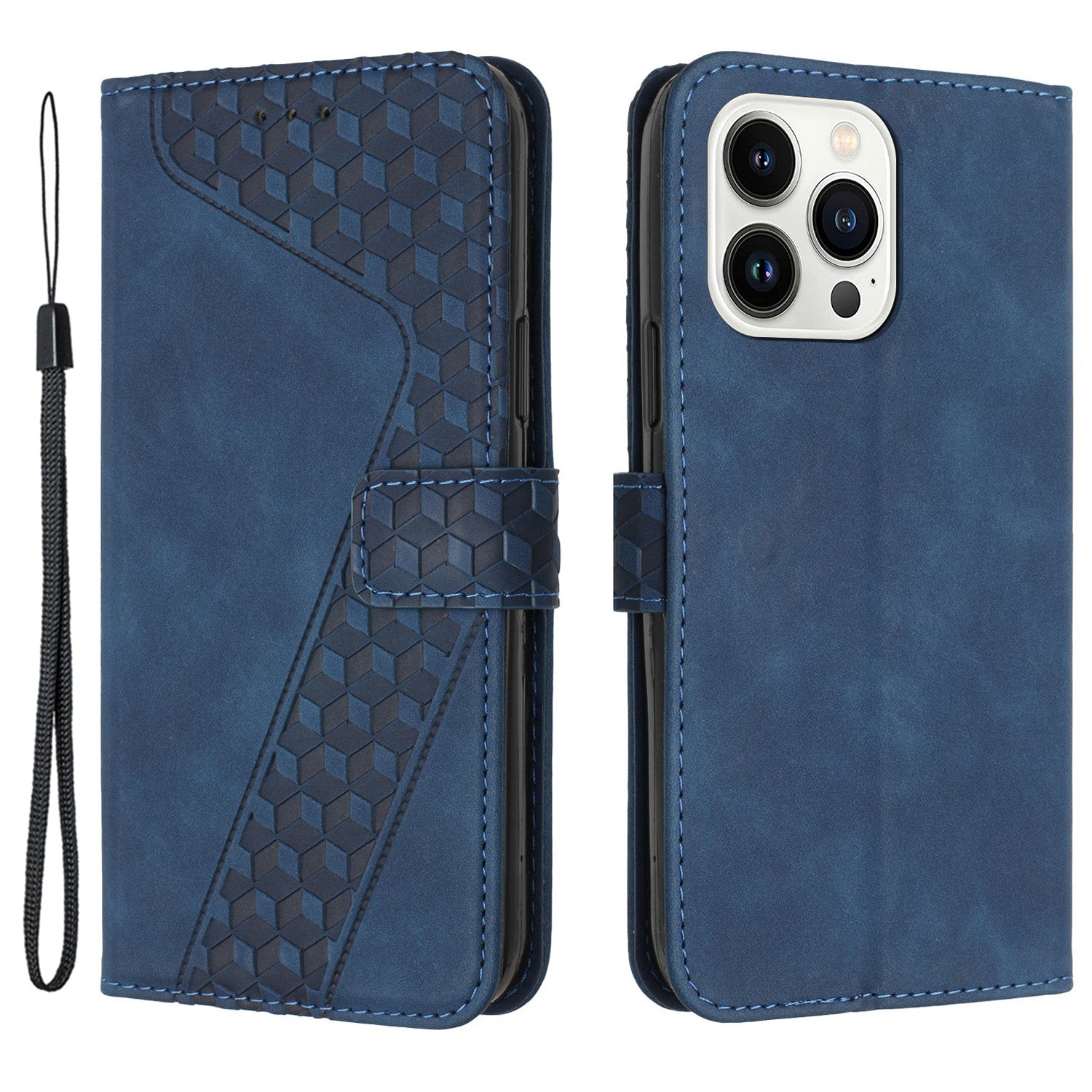 For iPhone 13 Pro Max PU Leather Cover Imprinted Pattern Wallet Cell Phone Case
