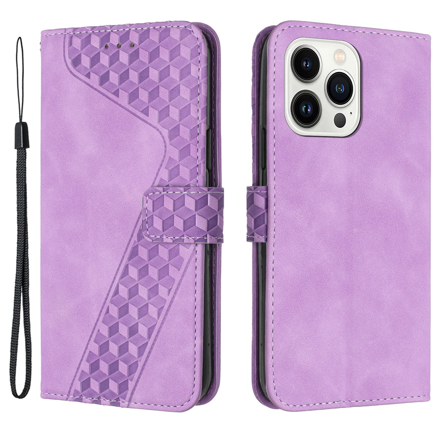 For iPhone 13 Pro Max PU Leather Cover Imprinted Pattern Wallet Cell Phone Case