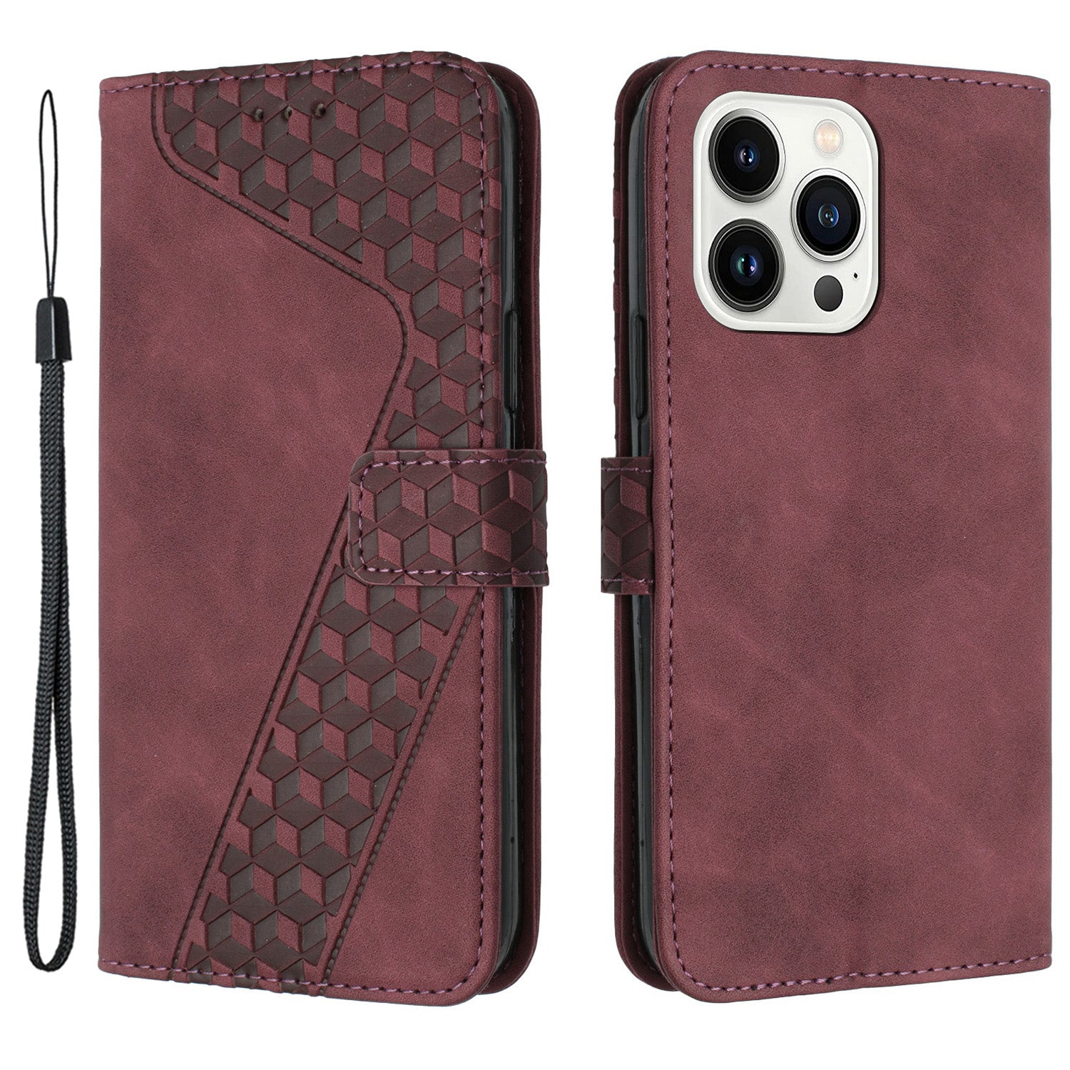 For iPhone 13 Pro Max PU Leather Cover Imprinted Pattern Wallet Cell Phone Case