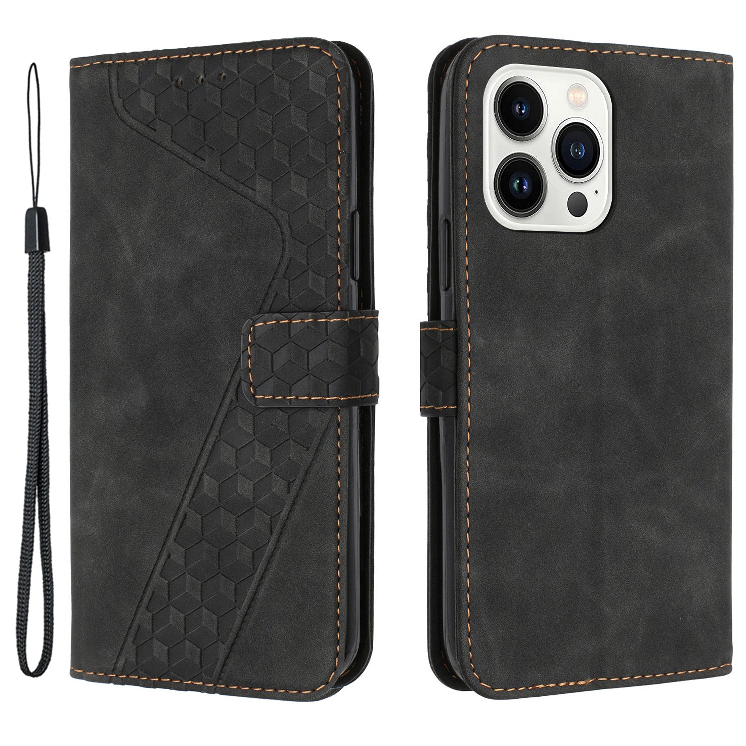 For iPhone 12 Pro Max PU Leather Cover 7-Shape Imprinted Pattern Phone Case Wallet