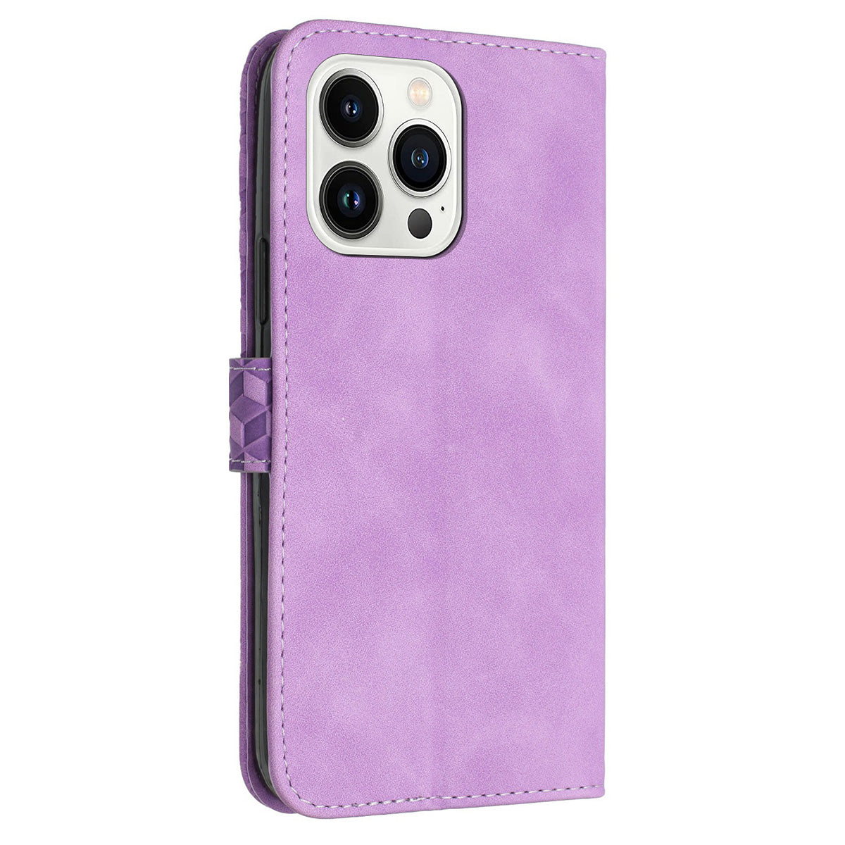 For iPhone 13 Pro PU Leather Phone Case Wallet Anti-Scratch Cover with 7-Shape Imprinted Pattern