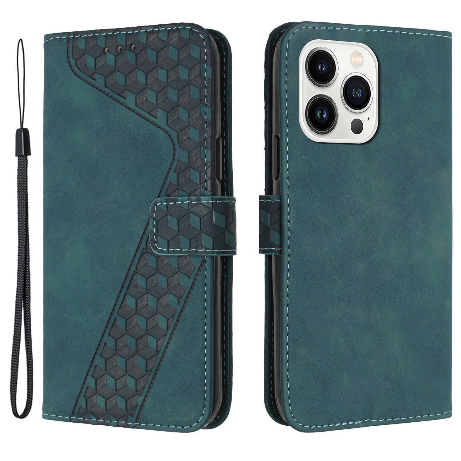 For iPhone 12 Pro 6.1 inch Case PU Leather Phone Wallet 7-Shape Imprinted Anti-scratch Cover