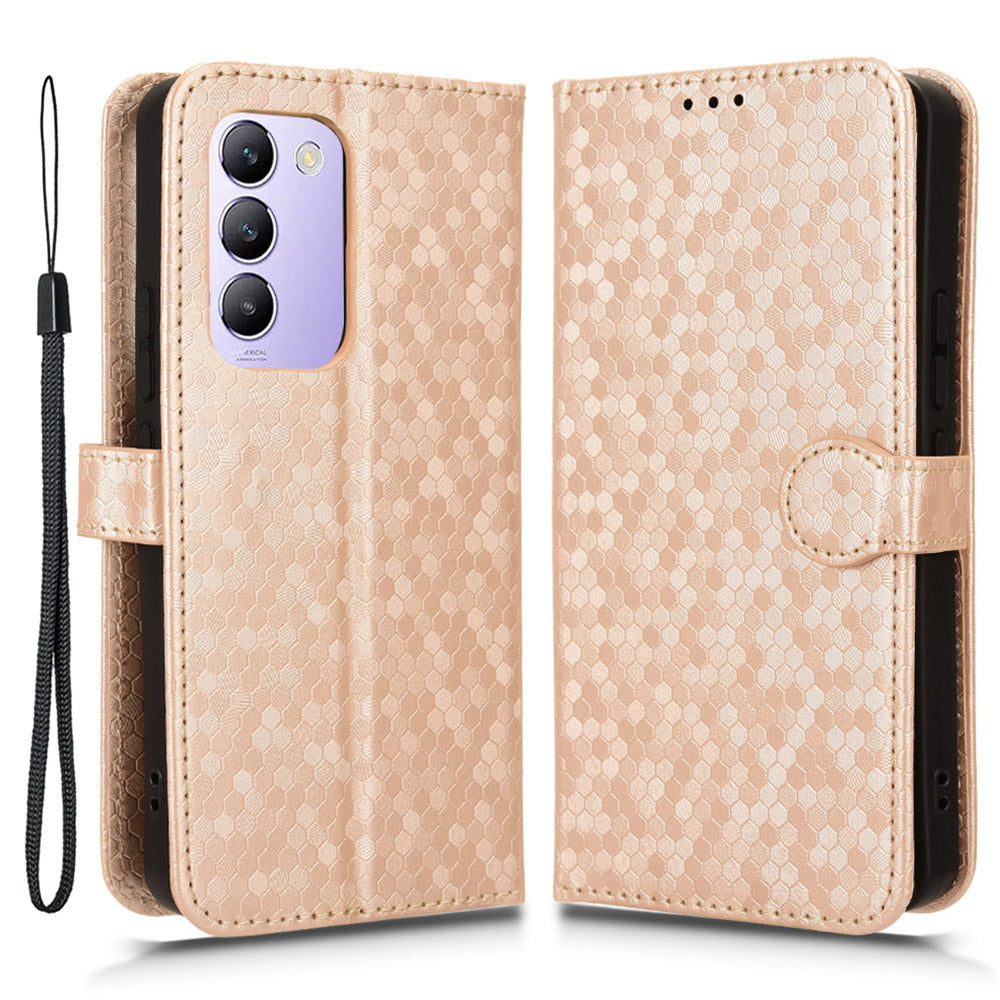 For vivo Y100 5G (Indonesia) / Y200e 5G / V30 Lite 5G (India) Wallet Case Dots Pattern PU Leather Flip Phone Cover