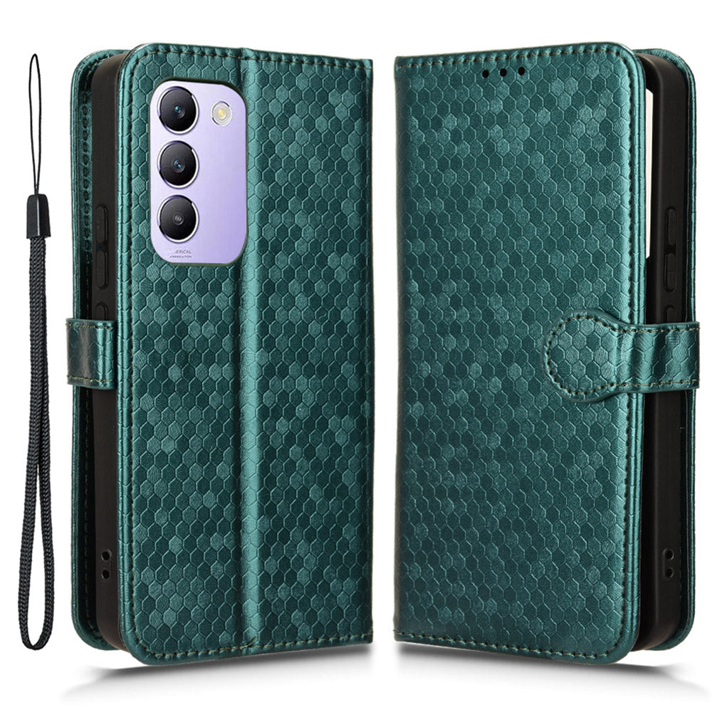 For vivo Y100 5G (Indonesia) / Y200e 5G / V30 Lite 5G (India) Wallet Case Dots Pattern PU Leather Flip Phone Cover