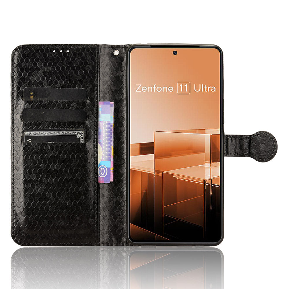 For Asus Zenfone 11 Ultra 5G Case PU Leather Magnetic Buckle Phone Cover Dots Pattern Imprinted