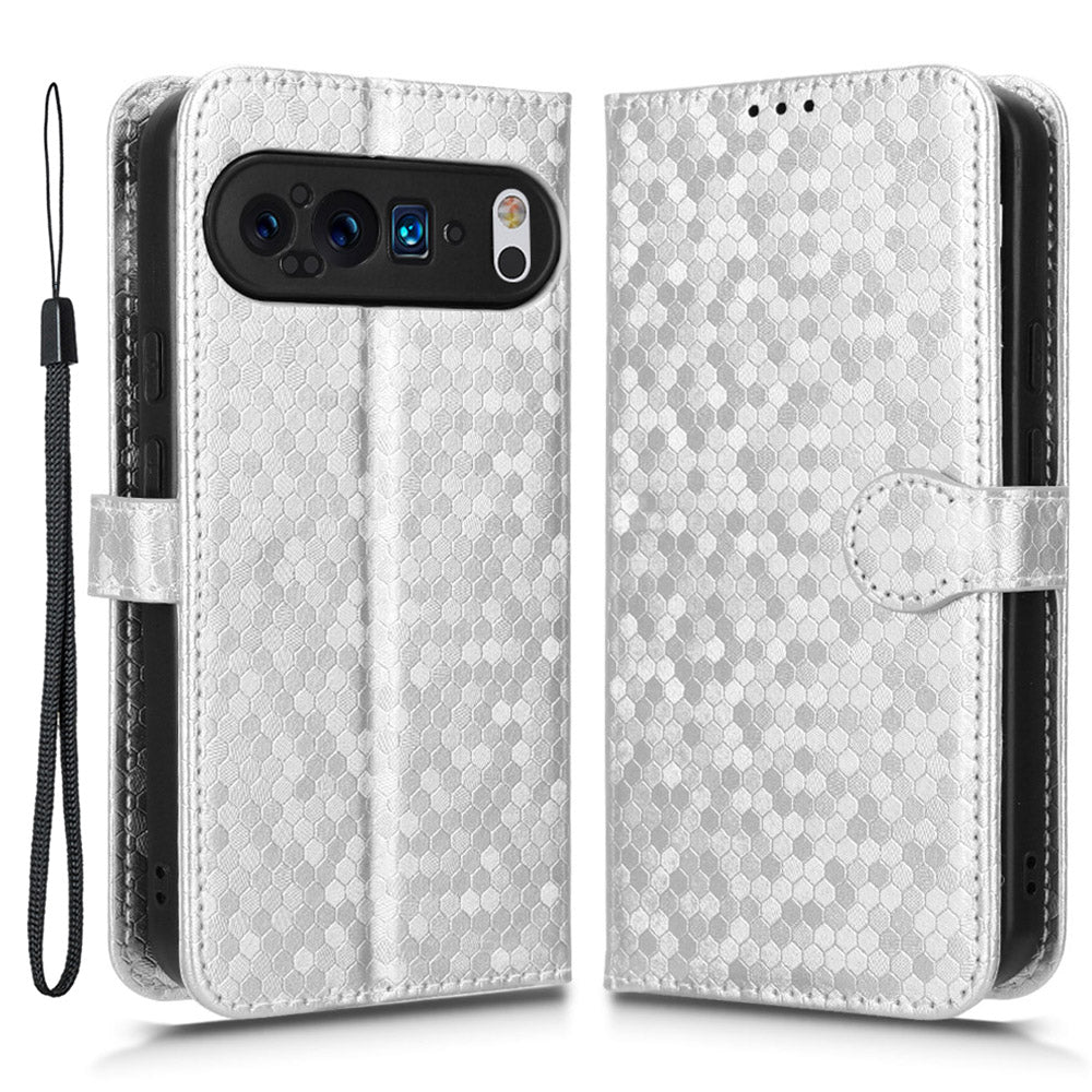 For Google Pixel 9 Pro Case PU Leather Dots Pattern Imprinted Phone Cover Stand Function