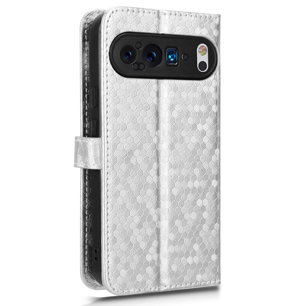 For Google Pixel 9 Pro Case PU Leather Dots Pattern Imprinted Phone Cover Stand Function