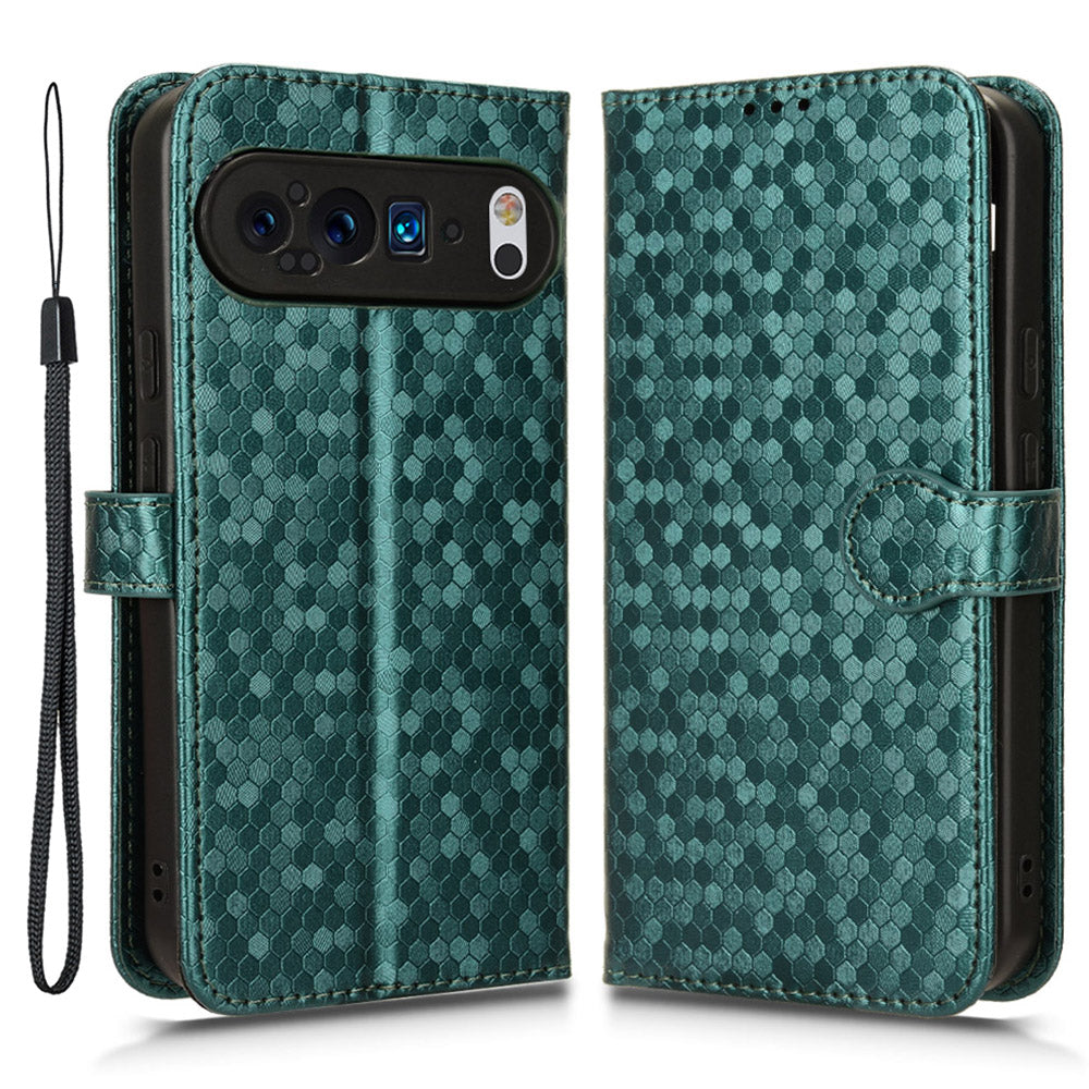 For Google Pixel 9 Pro Case PU Leather Dots Pattern Imprinted Phone Cover Stand Function