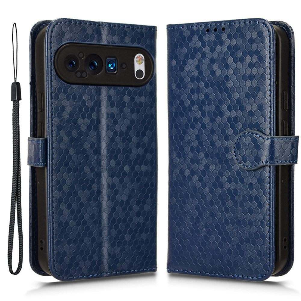 For Google Pixel 9 Pro Case PU Leather Dots Pattern Imprinted Phone Cover Stand Function