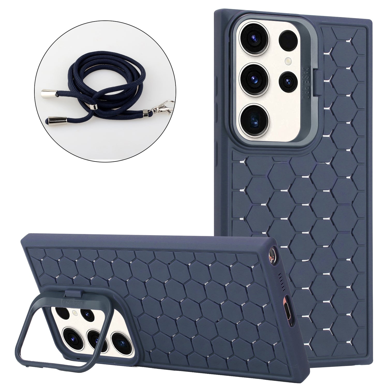 For Samsung Galaxy S24 Ultra TPU Case with Lanyard / Kickstand Heat Dissipation Cover