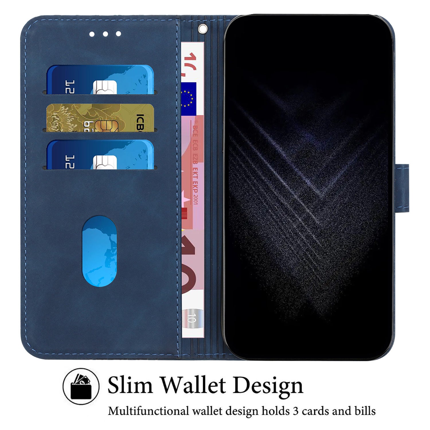 For iPhone 12 Cell Phone Cases 7-Shape Imprinted PU Leather Wallet Cover