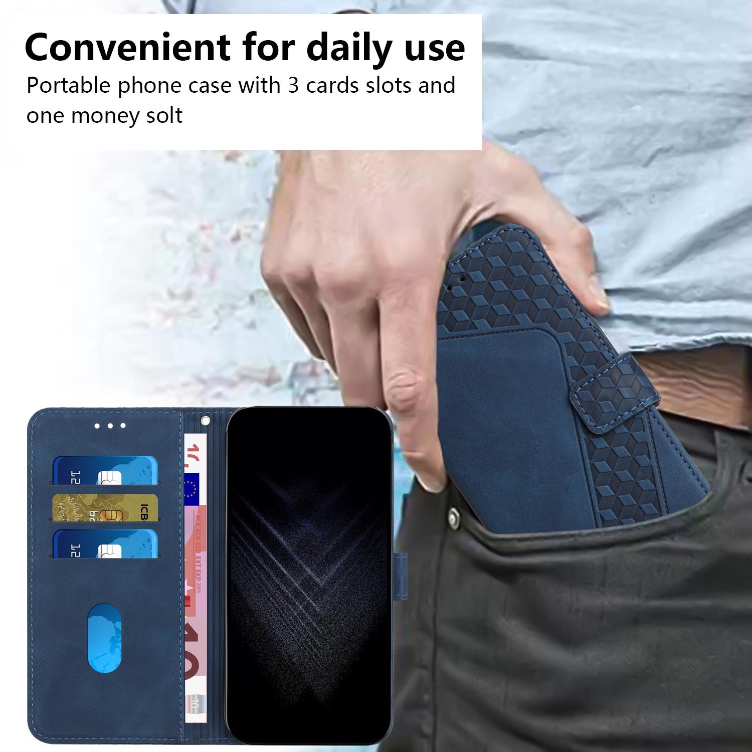 For iPhone 12 Cell Phone Cases 7-Shape Imprinted PU Leather Wallet Cover
