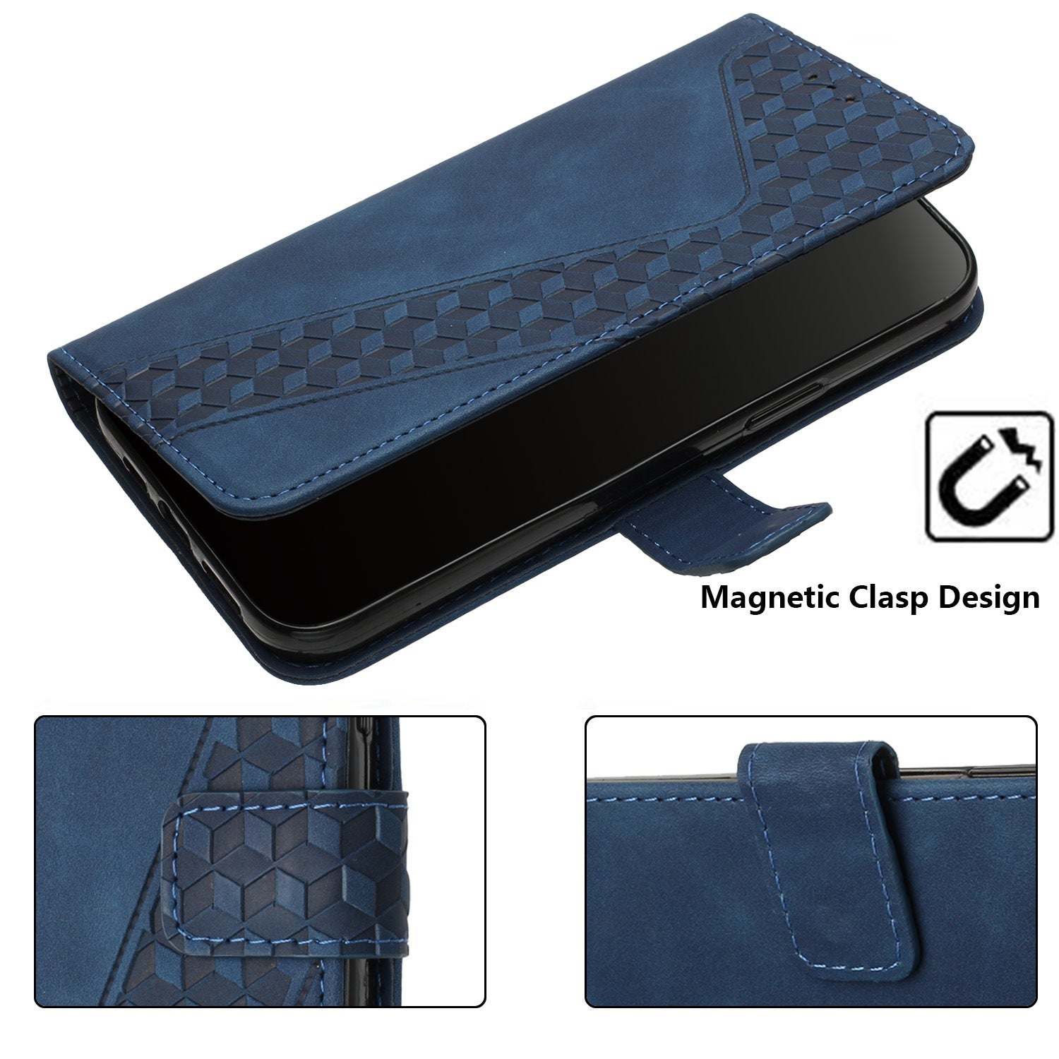 For iPhone 12 Cell Phone Cases 7-Shape Imprinted PU Leather Wallet Cover