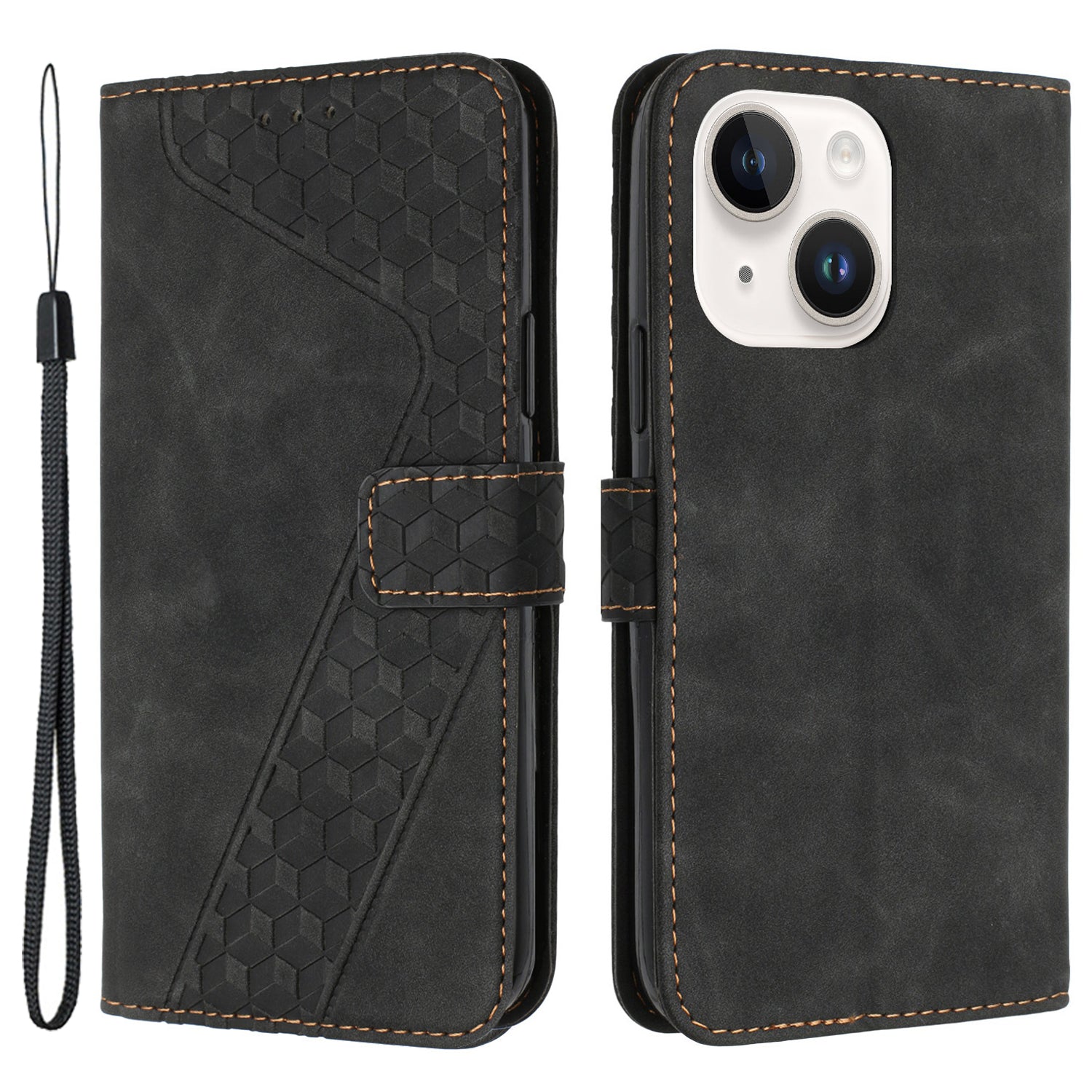 For iPhone 12 Cell Phone Cases 7-Shape Imprinted PU Leather Wallet Cover