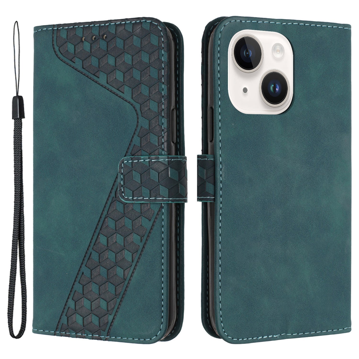 For iPhone 12 Cell Phone Cases 7-Shape Imprinted PU Leather Wallet Cover