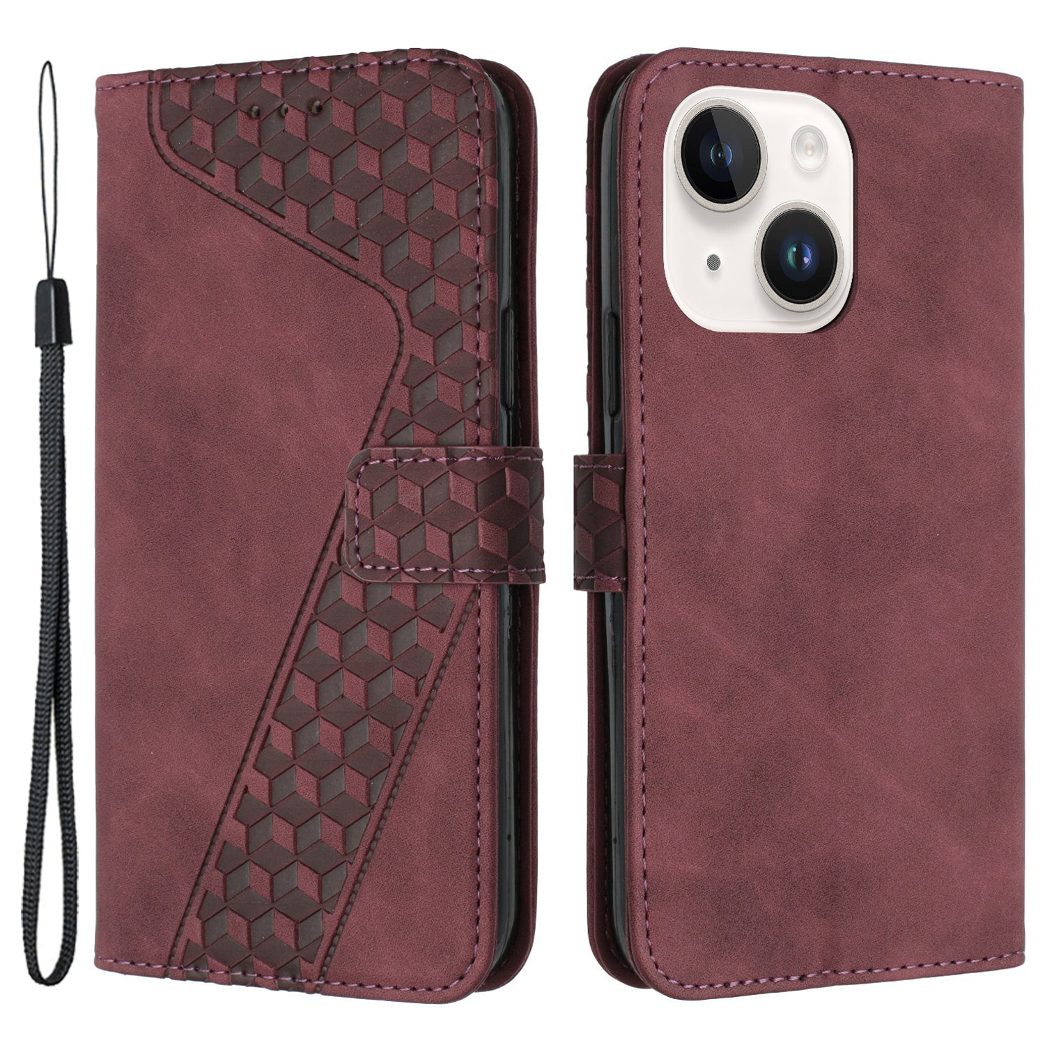 For iPhone 12 Cell Phone Cases 7-Shape Imprinted PU Leather Wallet Cover