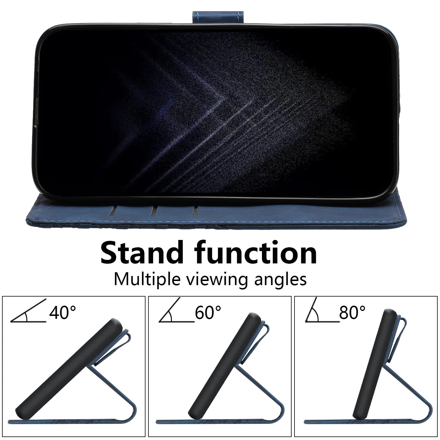 For iPhone 13 Cover PU Leather Phone Case 7-Shape Imprinted Anti-scratch Phone Shell