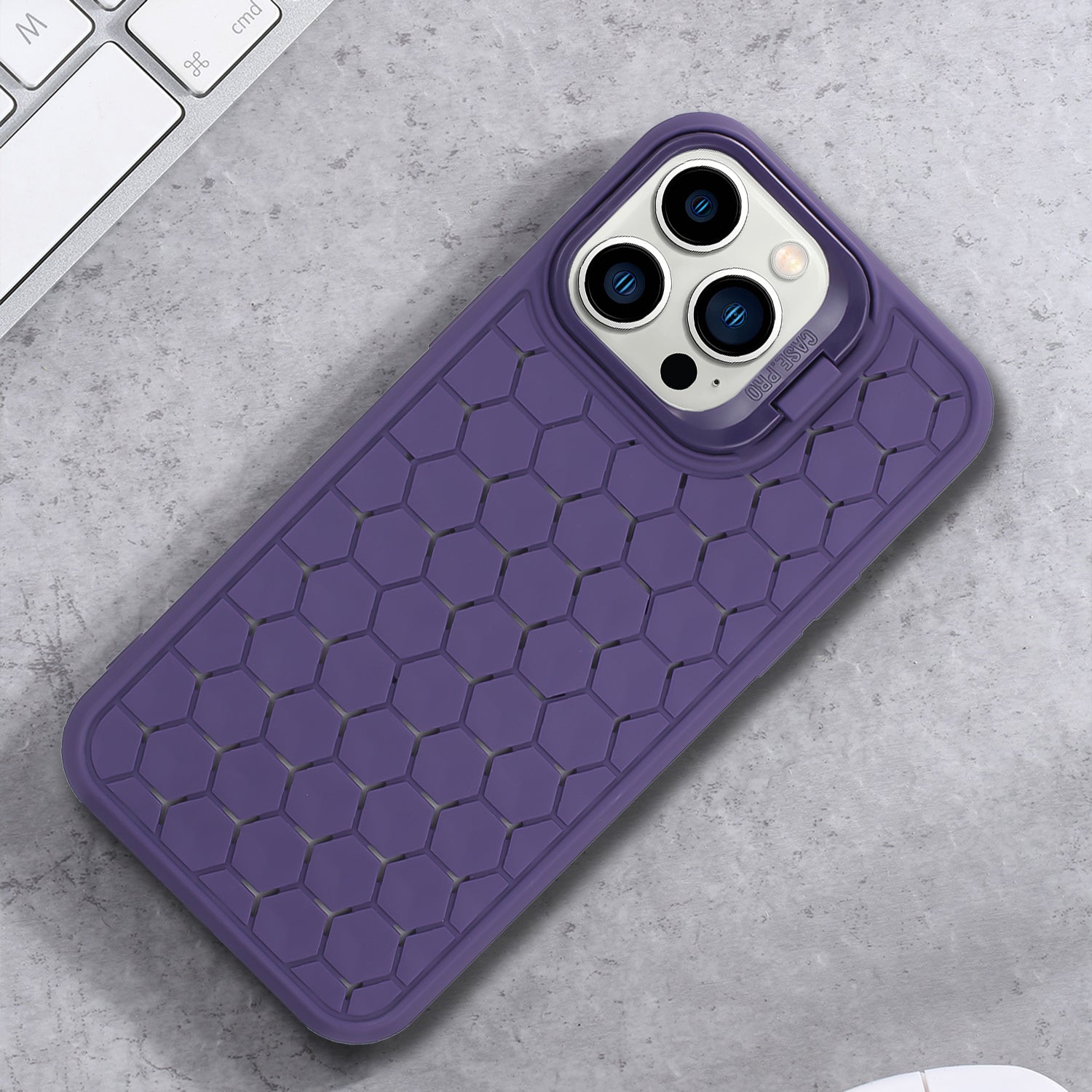 For iPhone 15 Pro Max Case Lens Kickstand TPU Phone Cover Breathable Cooling