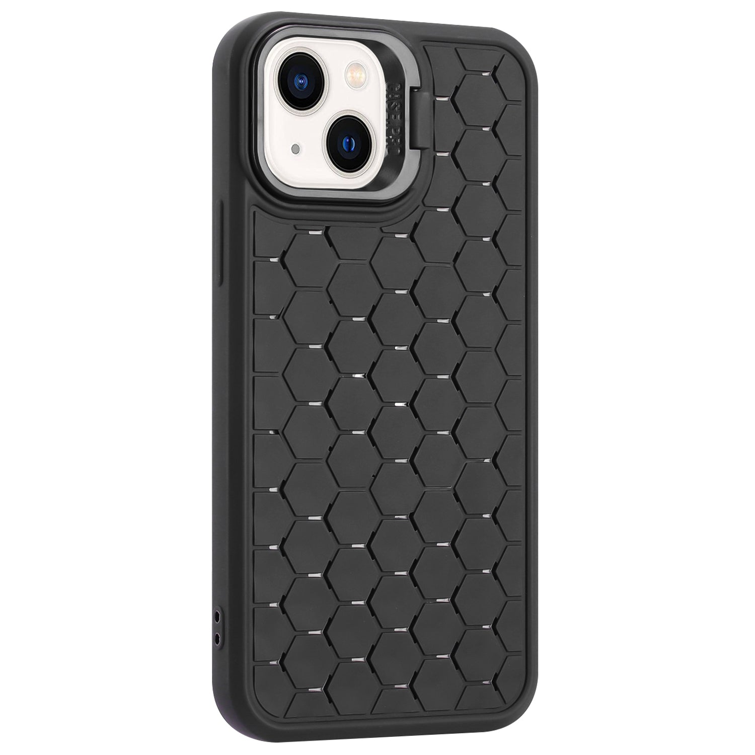 For iPhone 15 TPU Phone Case Lens Frame Kickstand Back Cover Heat Dissipation