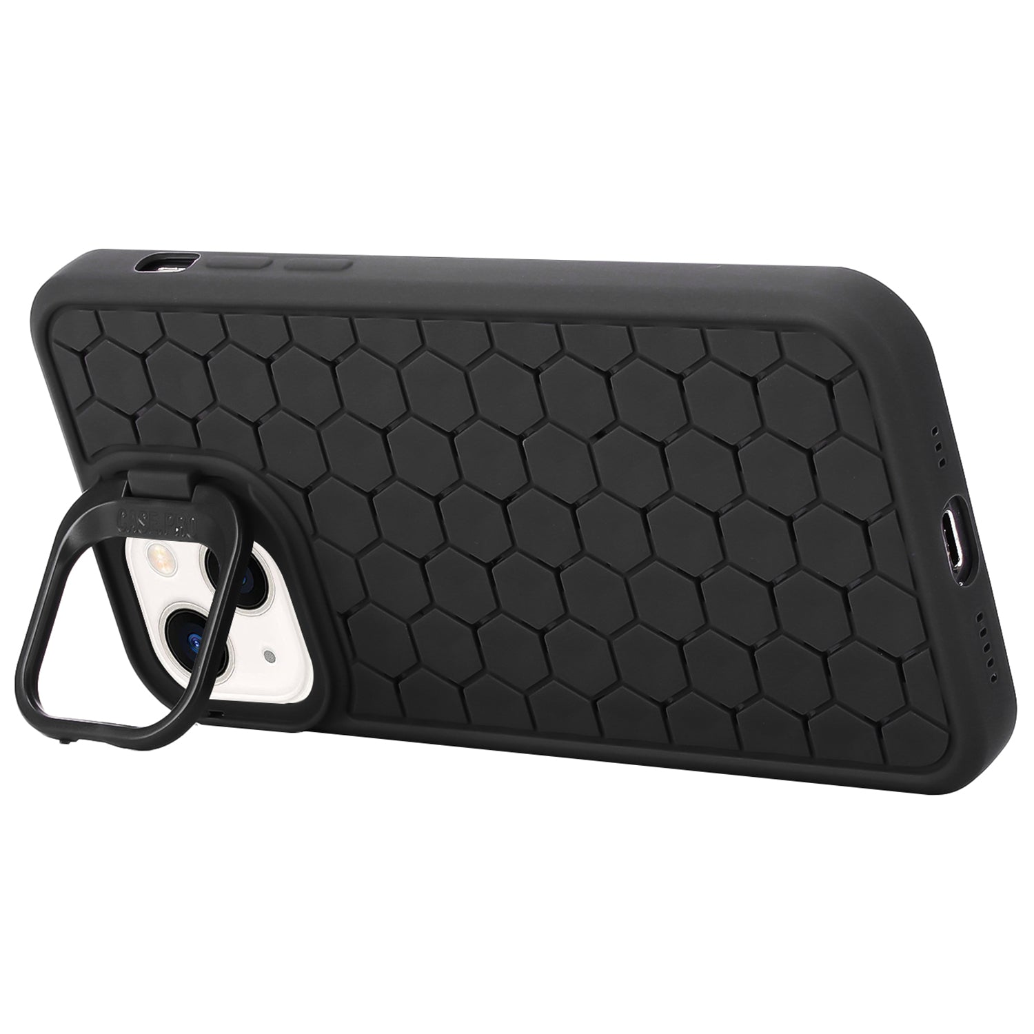 For iPhone 15 TPU Phone Case Lens Frame Kickstand Back Cover Heat Dissipation