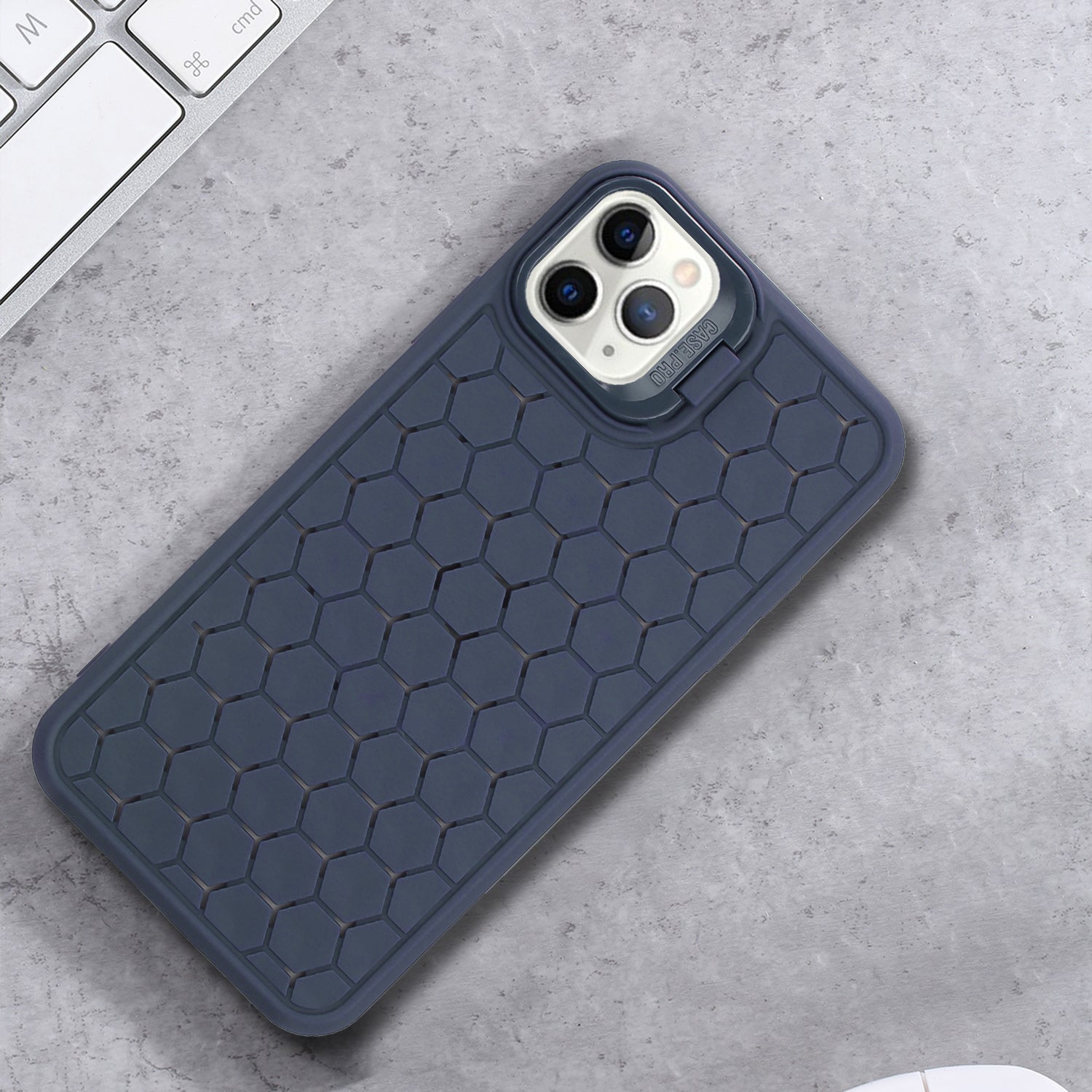 For iPhone 11 Pro Max TPU Case Kickstand Heat Dissipation Breathable Phone Cover