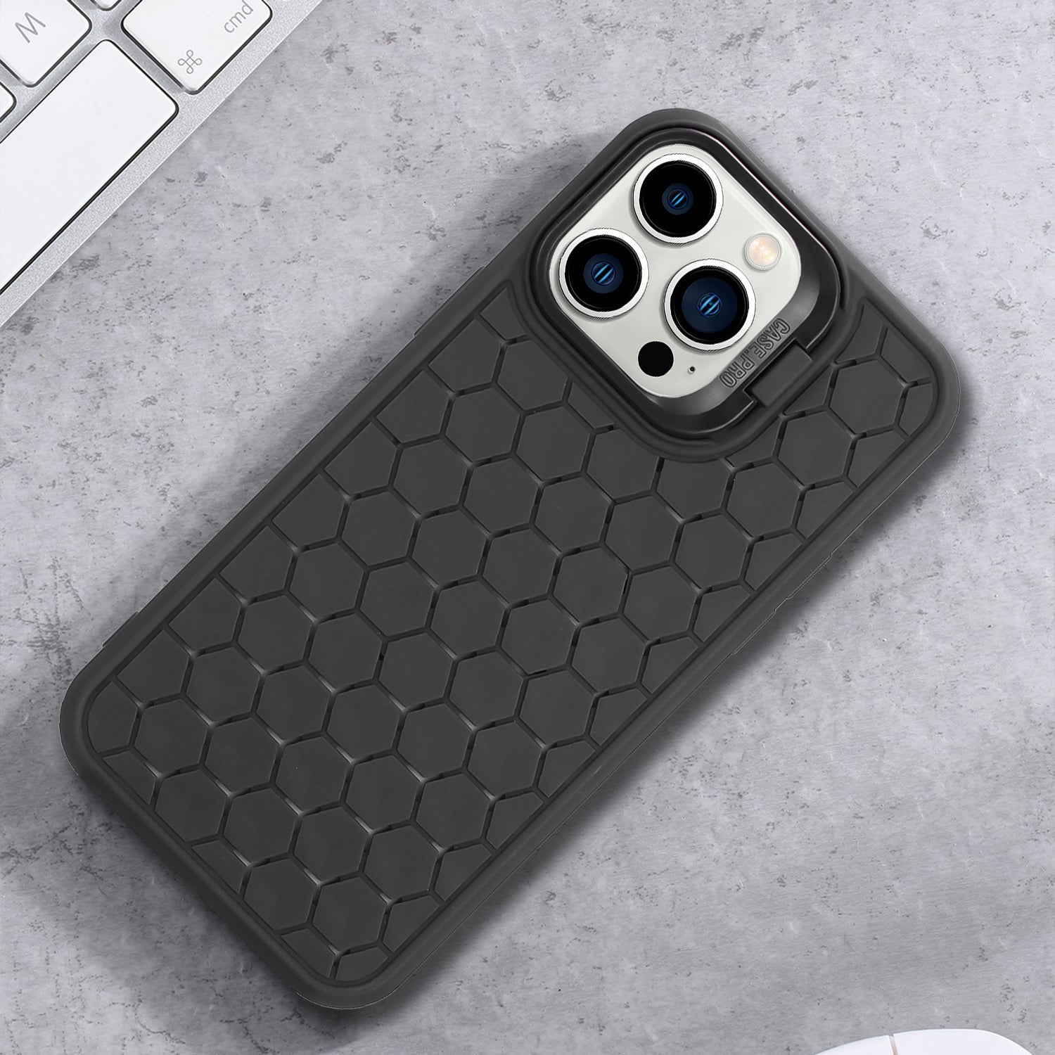 For iPhone 13 Pro Max TPU Case Heat Dissipation Anti-Fall Protective Phone Cover with Kickstand