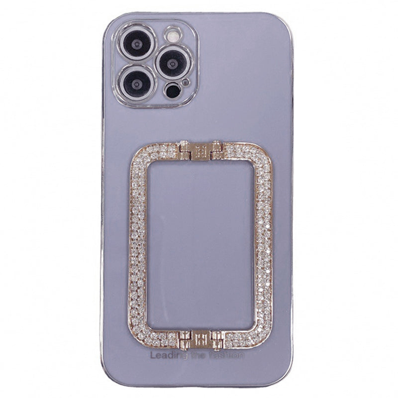 For iPhone 12 Pro 6.1 inch Cover Shiny Rhinestone Kickstand Shockproof TPU Phone Case