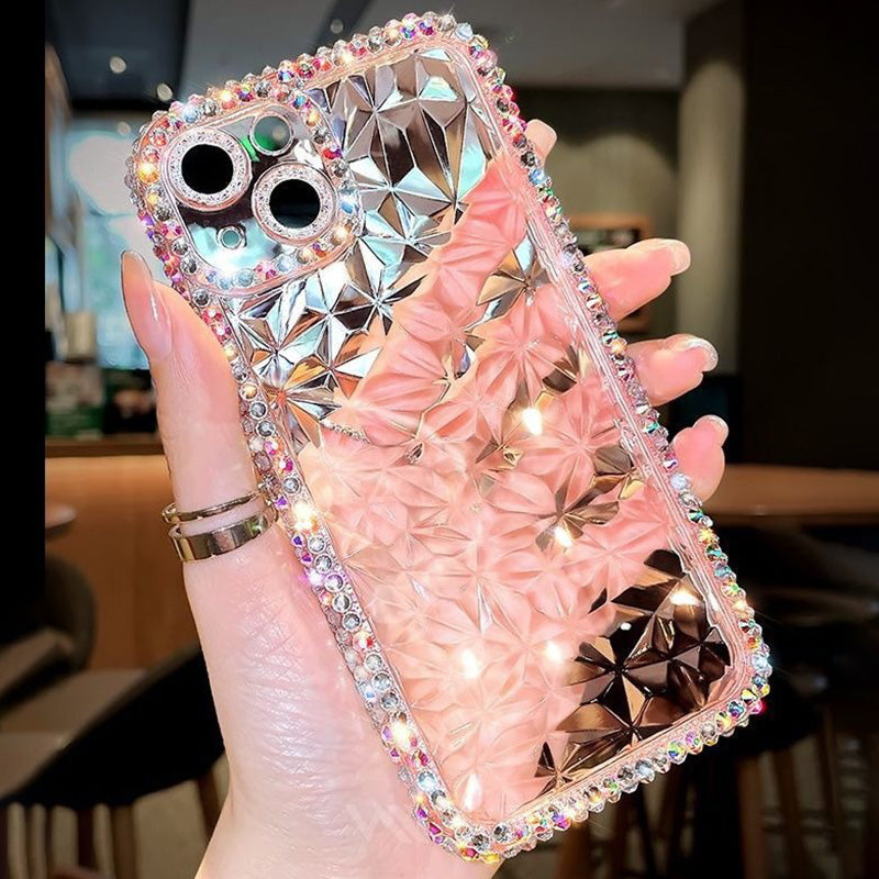 For iPhone 13 Diamond Texture Full Rhinestone Edge TPU Phone Cover