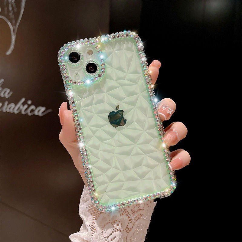For iPhone 13 Diamond Texture Full Rhinestone Edge TPU Phone Cover