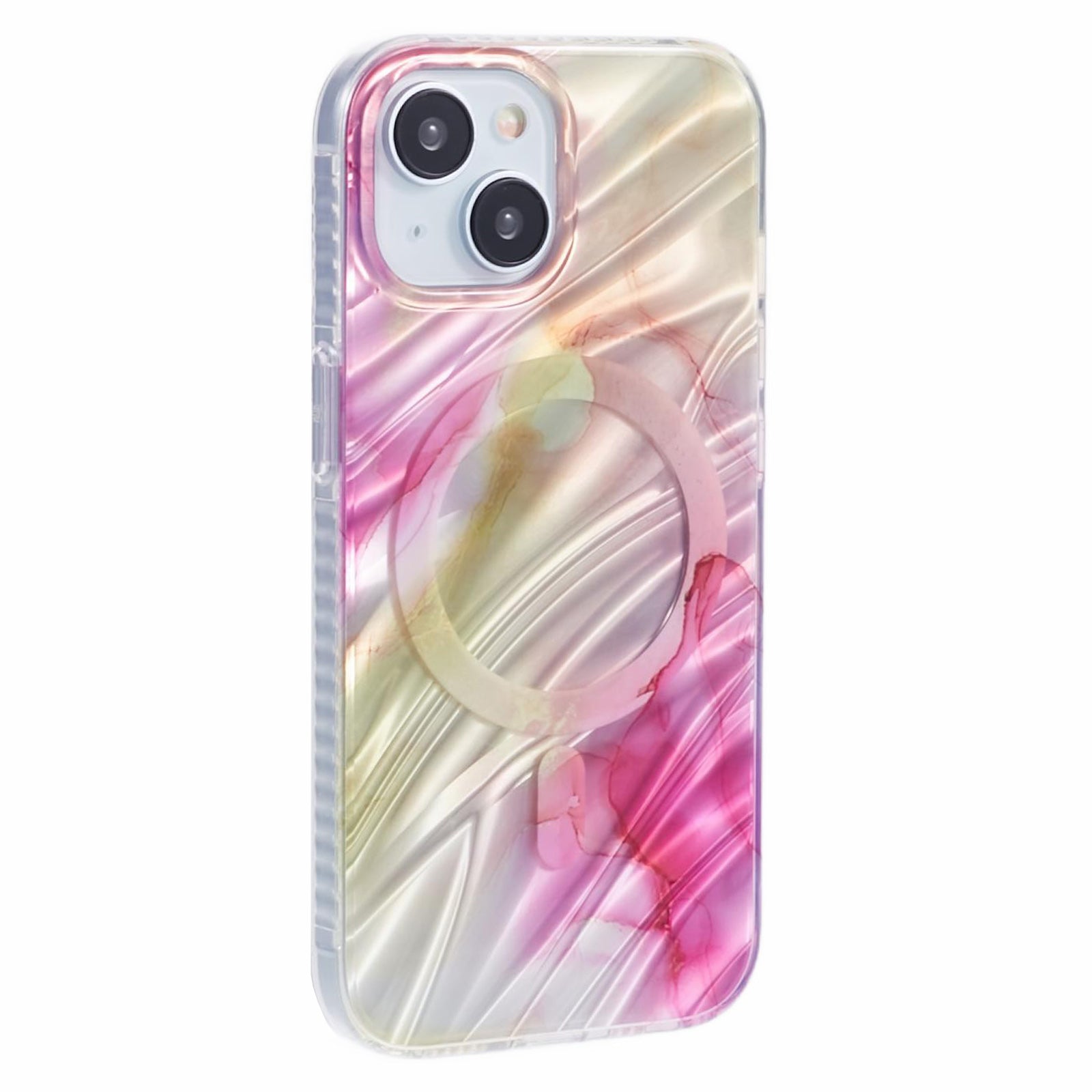 MP Series For iPhone 13 Magnetic Case Electroplating TPU+Acrylic Phone Cover Watercolor Pattern
