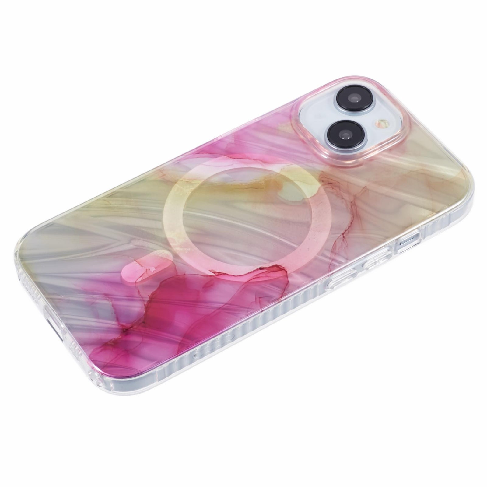 MP Series For iPhone 13 Magnetic Case Electroplating TPU+Acrylic Phone Cover Watercolor Pattern