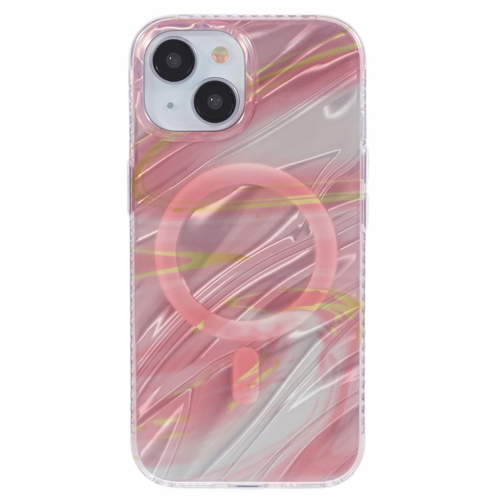 MP Series For iPhone 13 Magnetic Case Electroplating TPU+Acrylic Phone Cover Watercolor Pattern