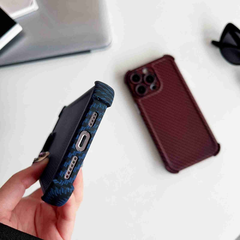For iPhone 13 Pro Case Reinforced Corner TPU Phone Cover Carbon Fiber Texture Design
