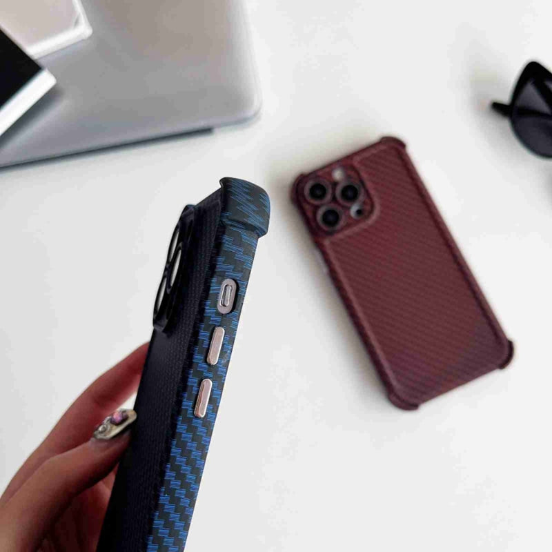 For iPhone 13 Pro Case Reinforced Corner TPU Phone Cover Carbon Fiber Texture Design